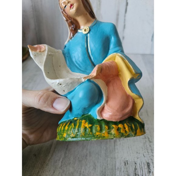 Vintage fontanini paper mache Virgin Mary nativity village Xmas religious decor - Picture 10 of 10